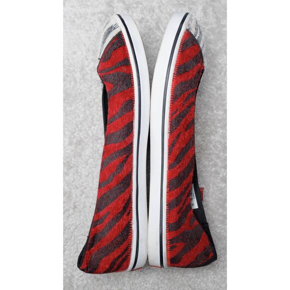 Vans Caliente Zebra Print Slip on Red Black White Sneakers Ballet Womens 10.5 - Picture 3 of 16